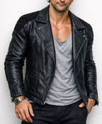 Raven Black leather biker jacket