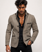 Sandsworn Beige Suede Blazer Leather Jacket