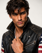 Distressed Charcoal Black Sheep Leather Moto Jacket | Daaran – collar and zipper detail