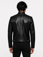 Midnight Vortex Black Leather Moto Jacket