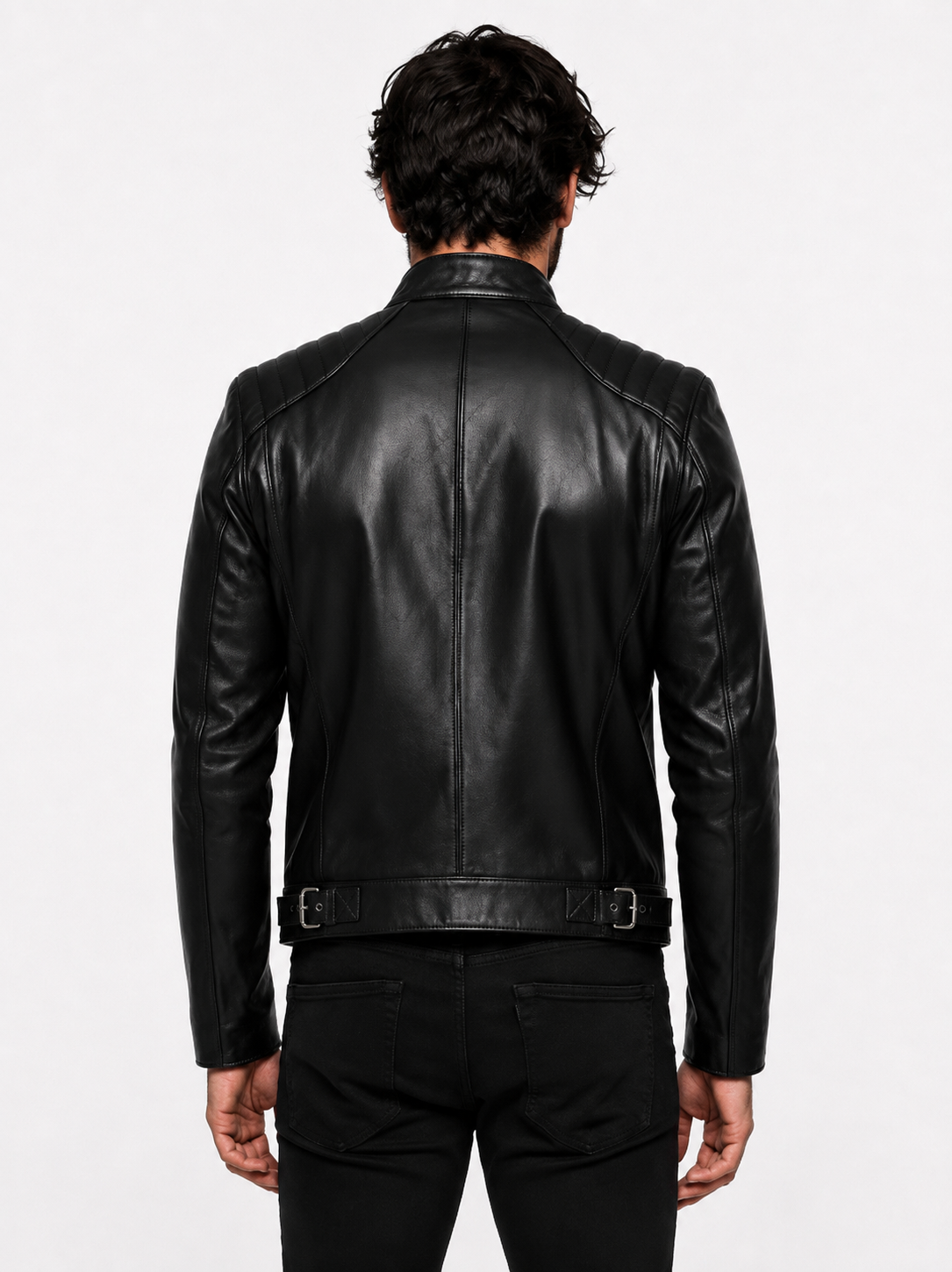 Midnight Vortex Black Leather Moto Jacket