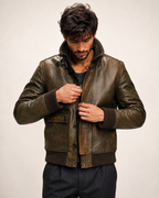 Vintage Brown Leather Bomber Jacket – Daaran Ravvion