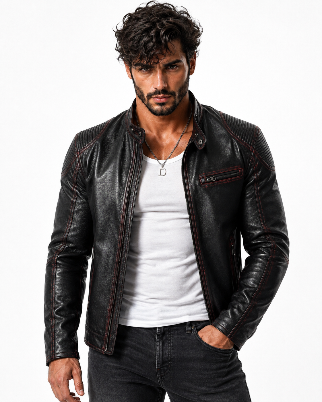 Shadow Blaze Black Leather Biker Jacket