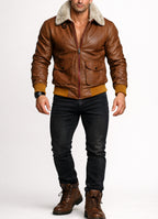 Aviator Valor Brown Suede Bomber Leather Jacket