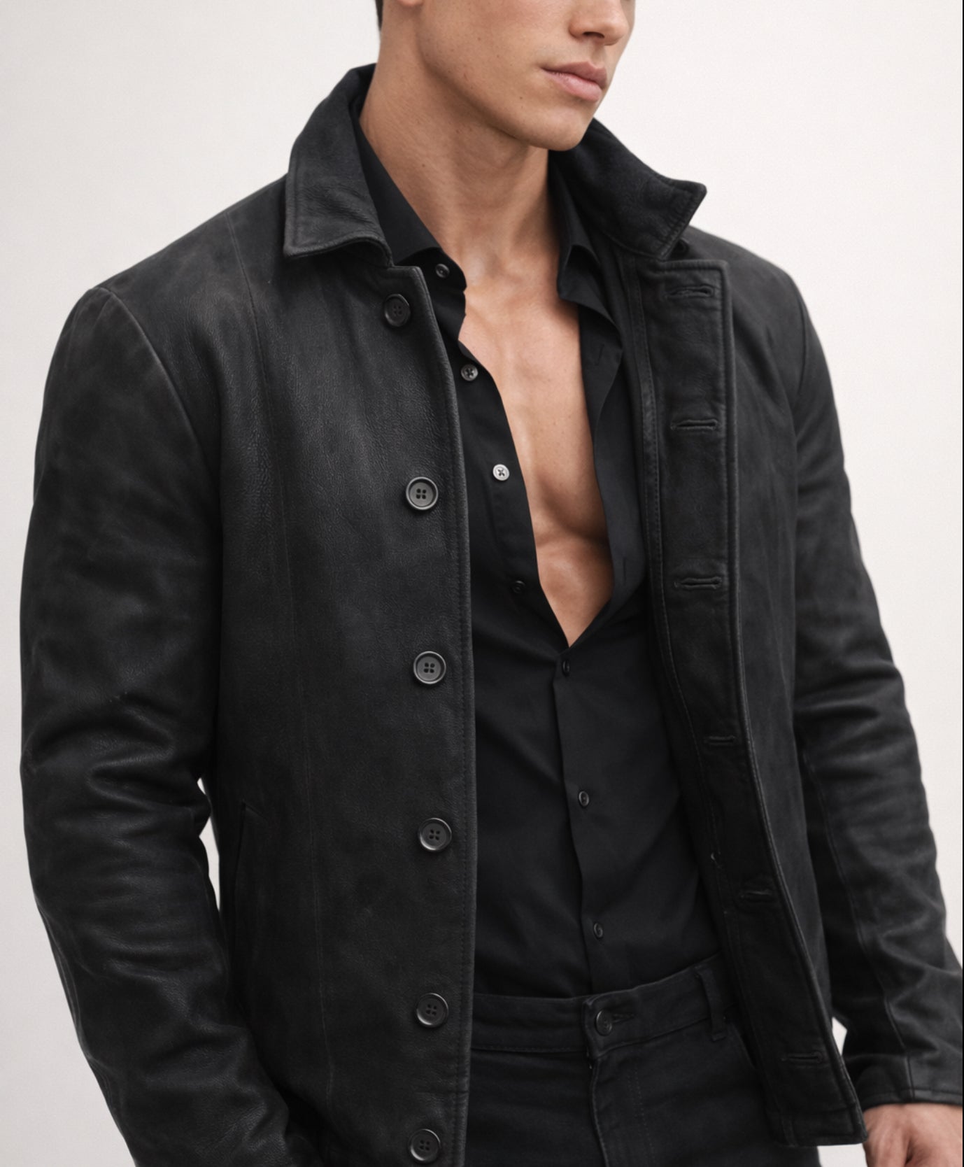 Vault Black Suede Leather Jacket for Men
