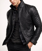 Vault Black Suede Leather Jacket for Men