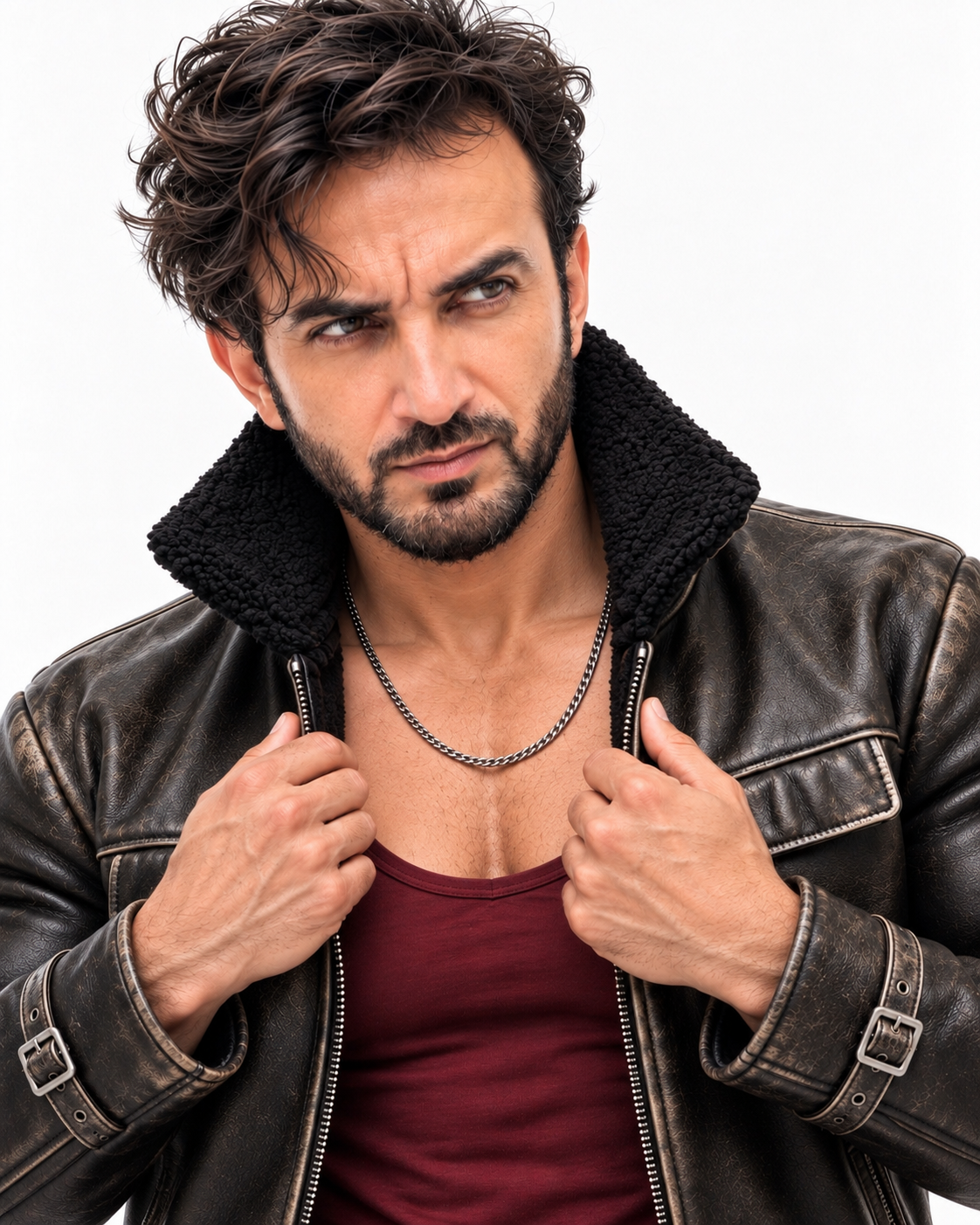 Black Sheep Leather Shearling Collar Jacket – KOVAR