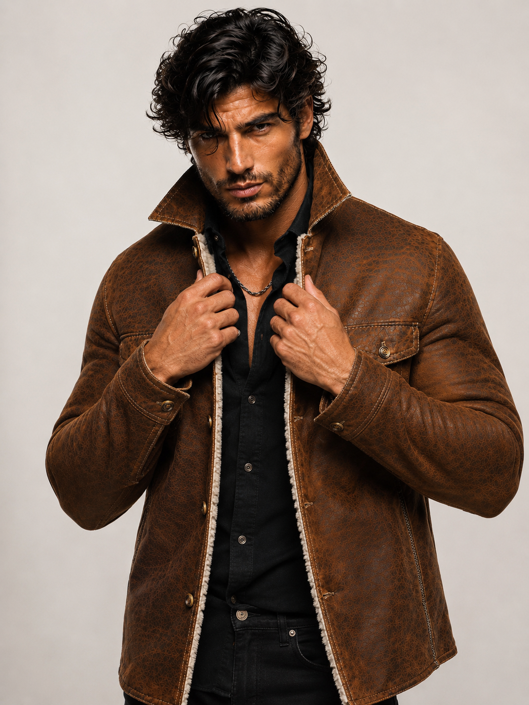 RustRidge Distressed Brown Suede Leather Jacket