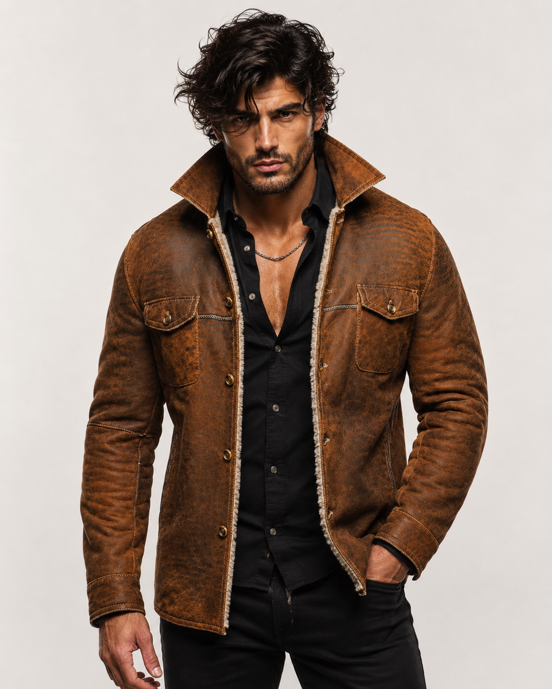 RustRidge Distressed Brown Suede Leather Jacket