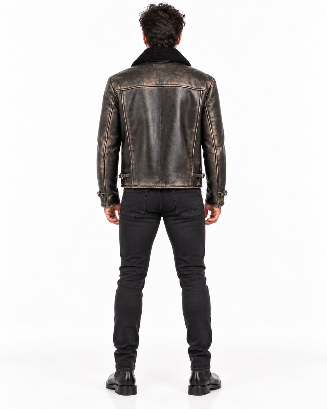 Black Sheep Leather Shearling Collar Jacket – KOVAR