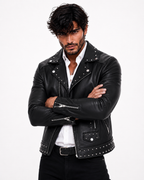 Midnight Rebel Black Leather Biker Jacket