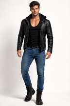 Midnight Rider Black Leather Moto Jacket