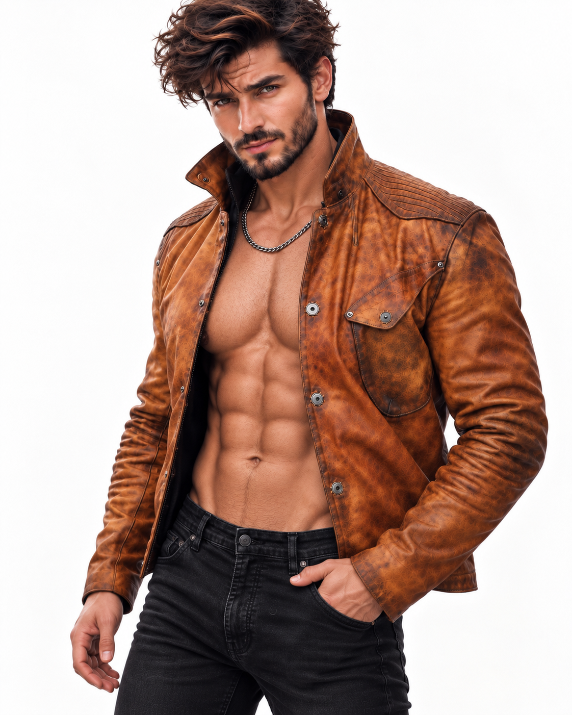 Dravenor by Daaran Cognac Burnished Leather Jacket