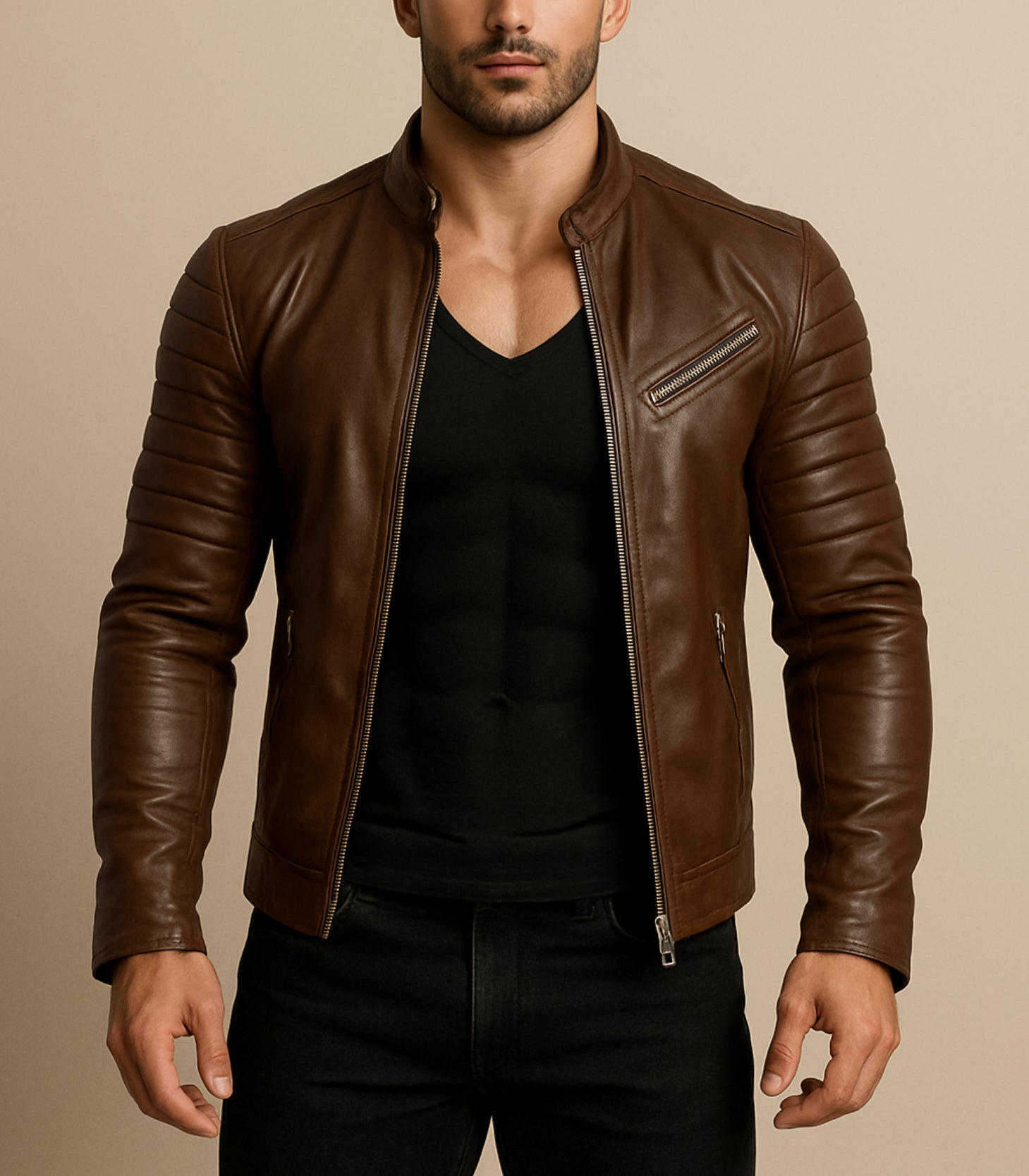 Signature Cowhide Black leather Trucker Jacket