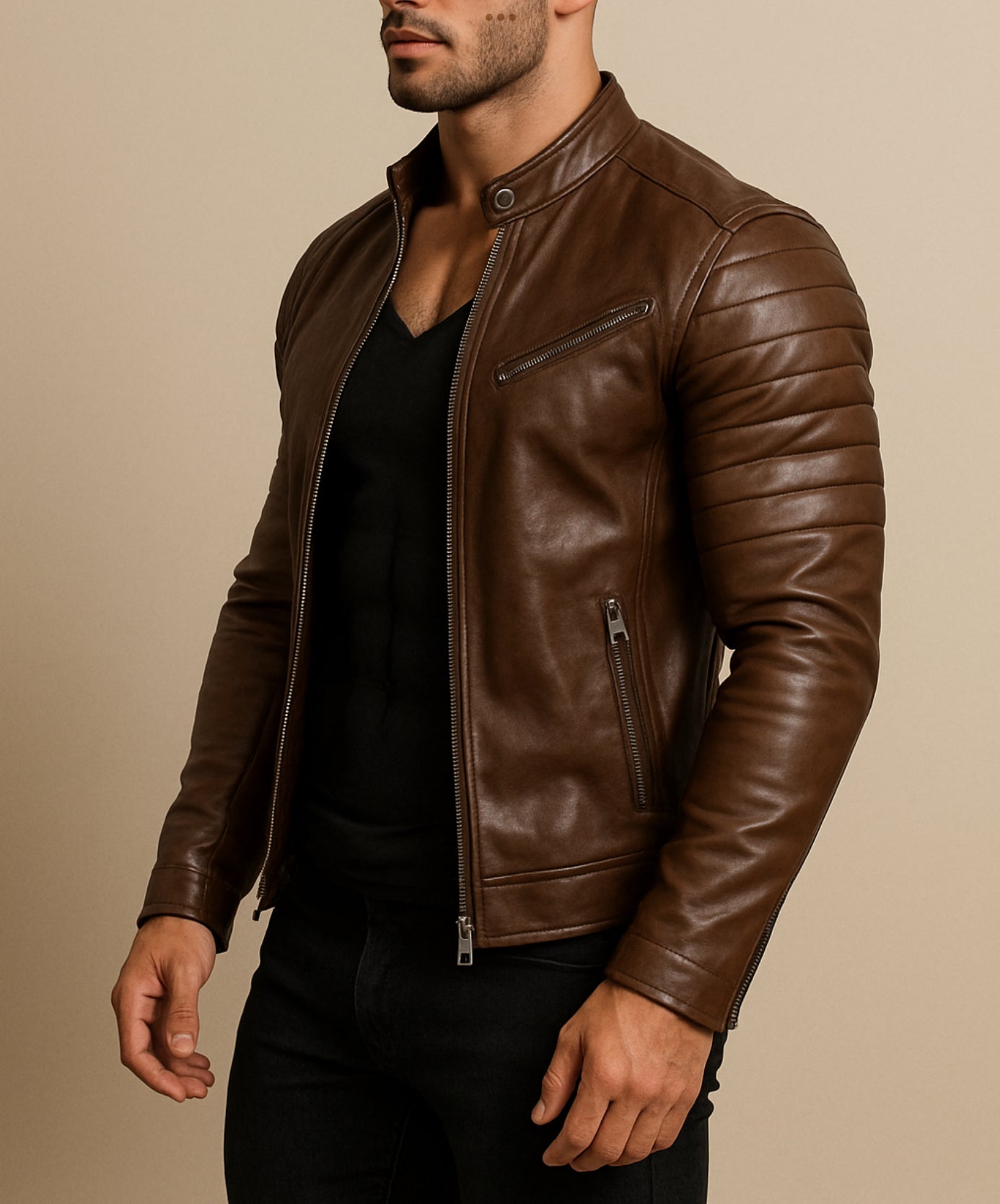 Signature Cowhide Black leather Trucker Jacket