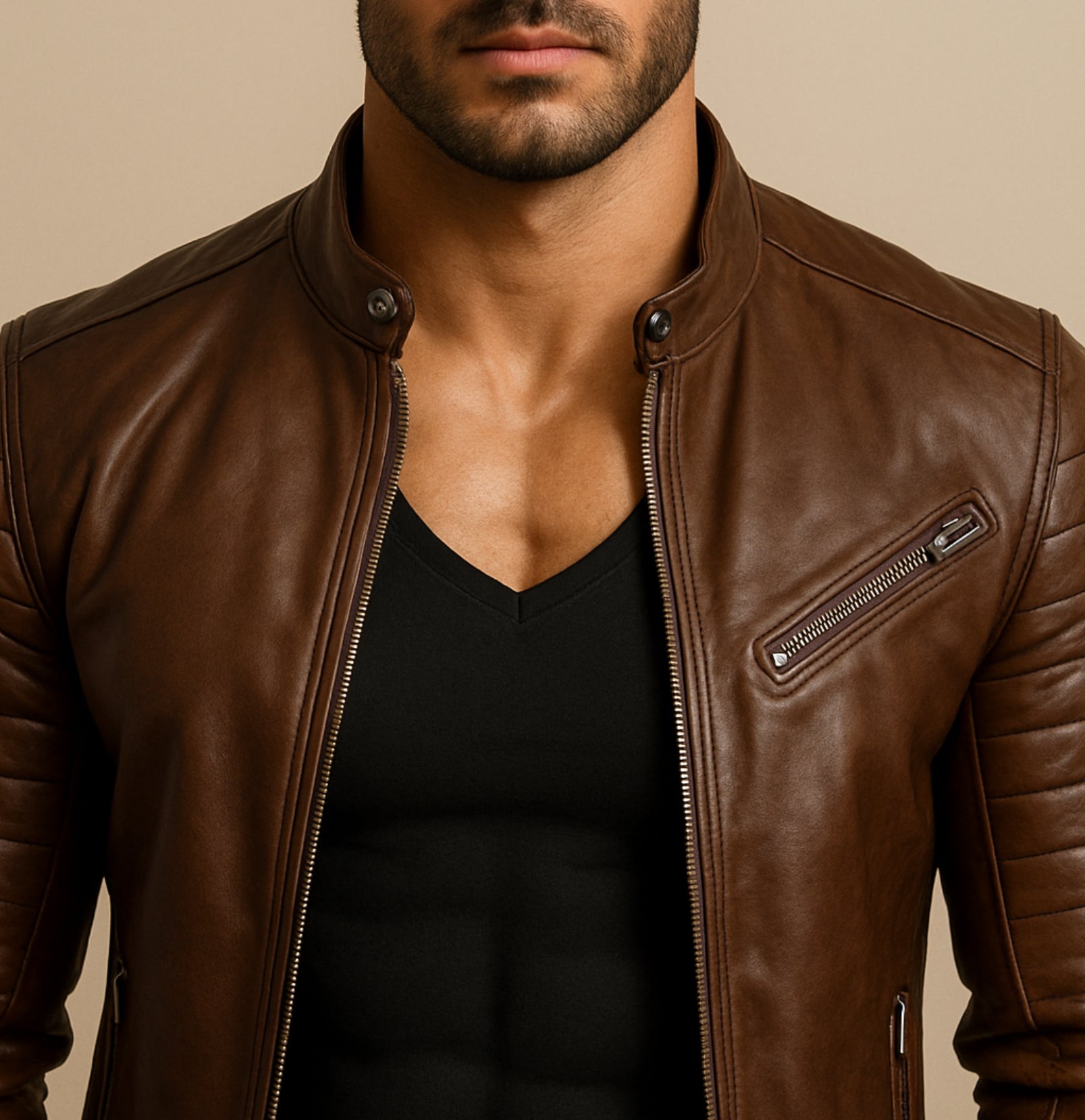 Signature Cowhide Black leather Trucker Jacket