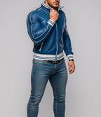 Veloce Royale Royal Blue Leather Bomber Jacket