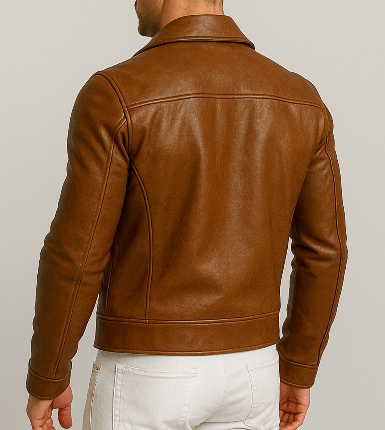 Veltoro Brown Leather Biker Jacket