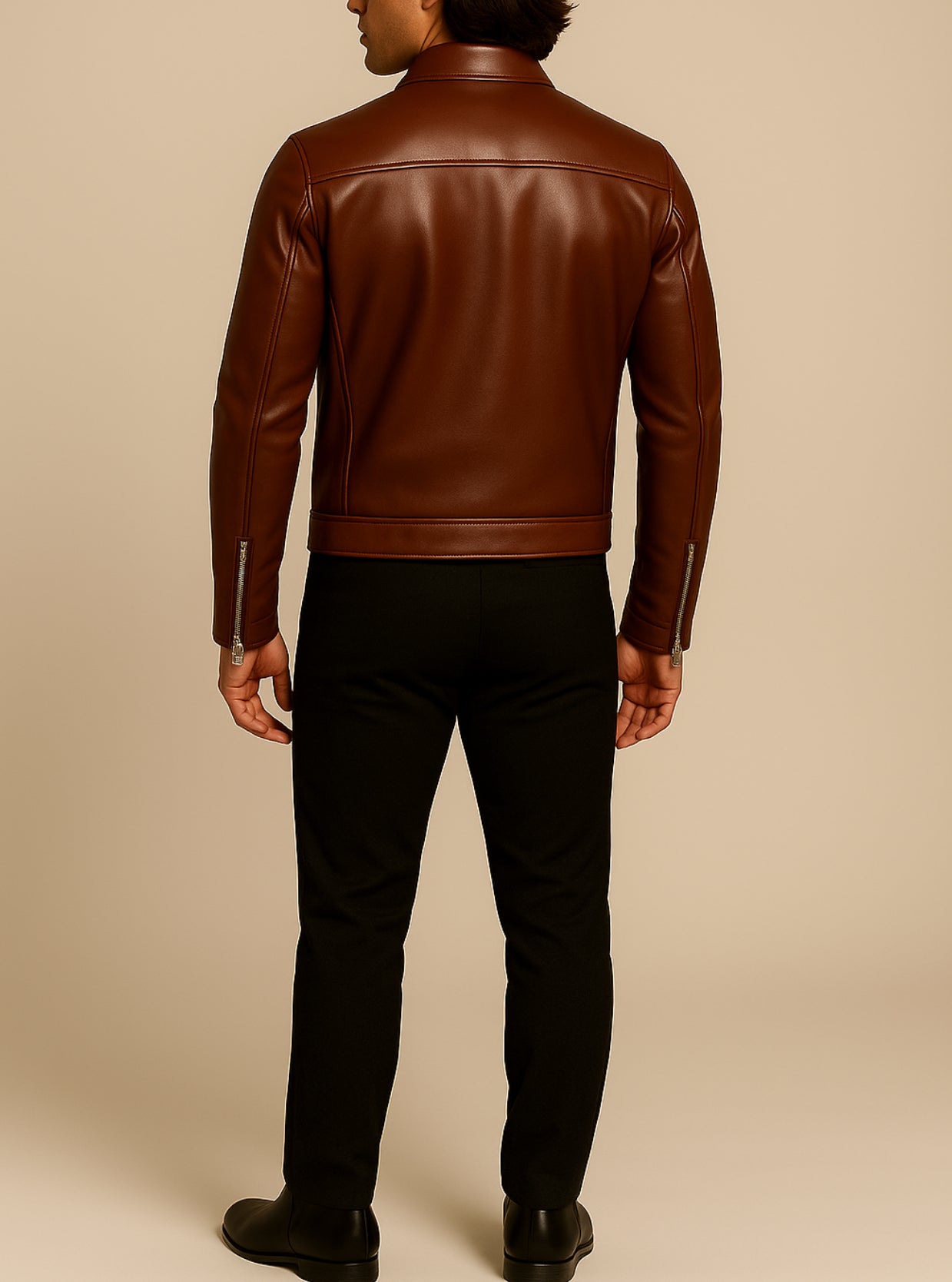 Dakota Luxe Brown Leather Biker Jacket