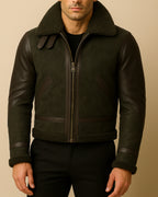 Ironclad Aviator Olive Green Leather Bomber Jacket