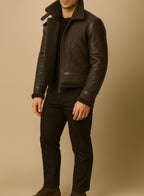 Ironclad Aviator Olive Green Leather Bomber Jacket