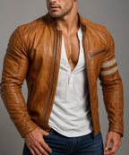 El Toro Tan Leather Café Racer Jacket