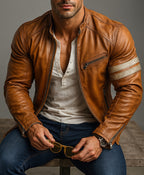 El Toro Tan Leather Café Racer Jacket