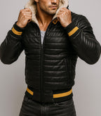 StormFlight Black Leather Bomber Jacket