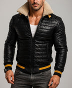 StormFlight Black Leather Bomber Jacket