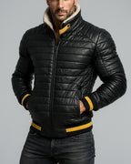 StormFlight Black Leather Bomber Jacket