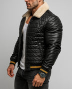 StormFlight Black Leather Bomber Jacket