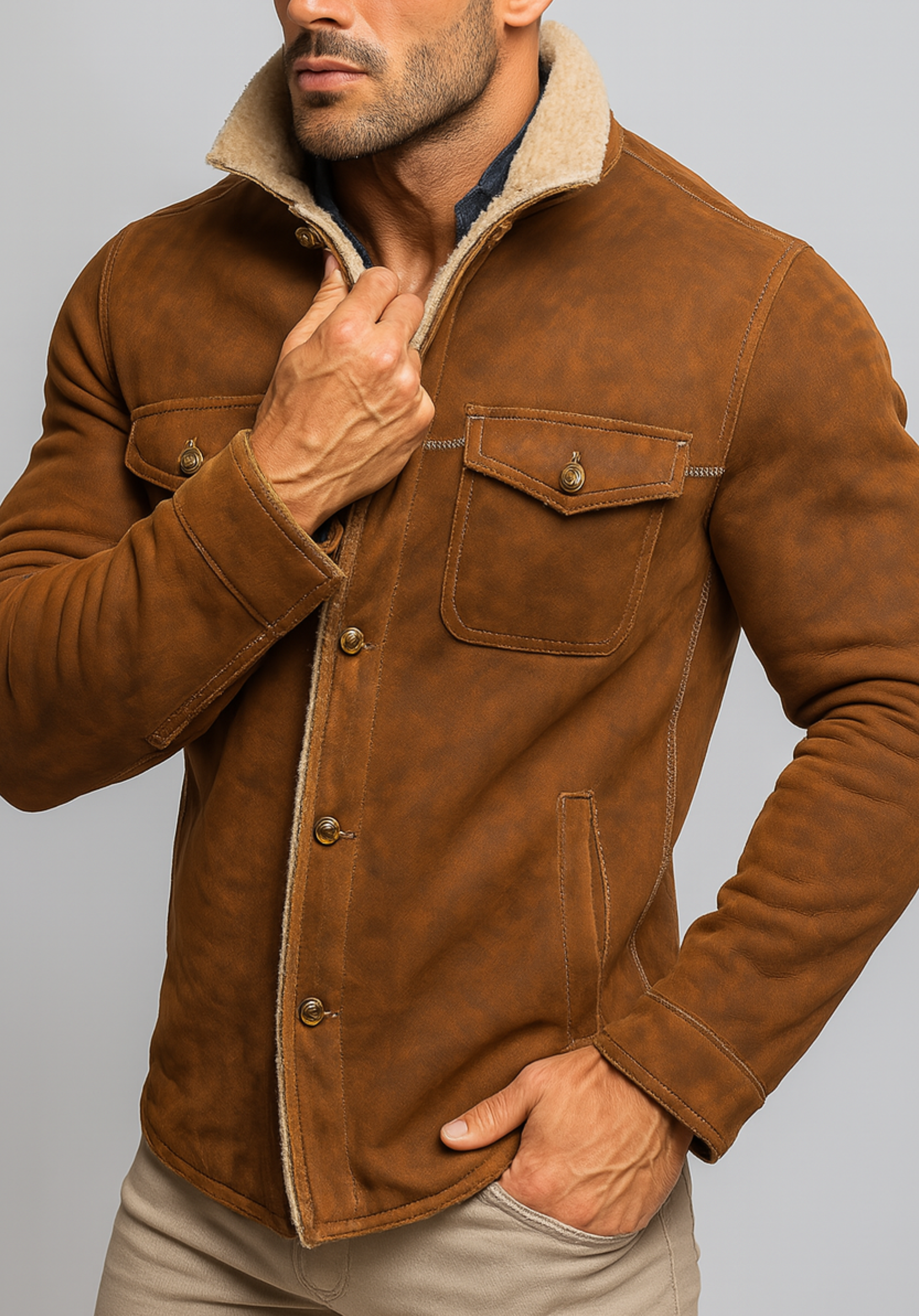 RustRidge Distressed Brown Suede Leather Jacket