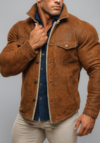 RustRidge Distressed Brown Suede Leather Jacket