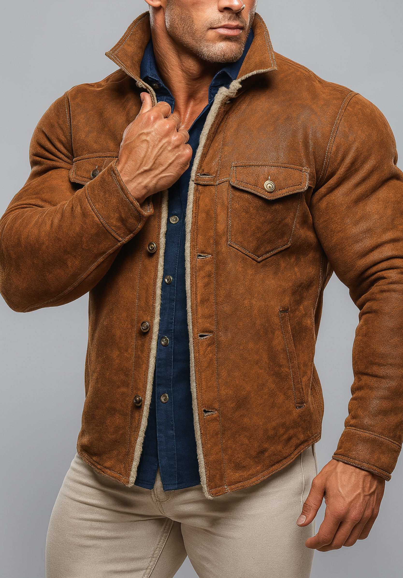 RustRidge Distressed Brown Suede Leather Jacket