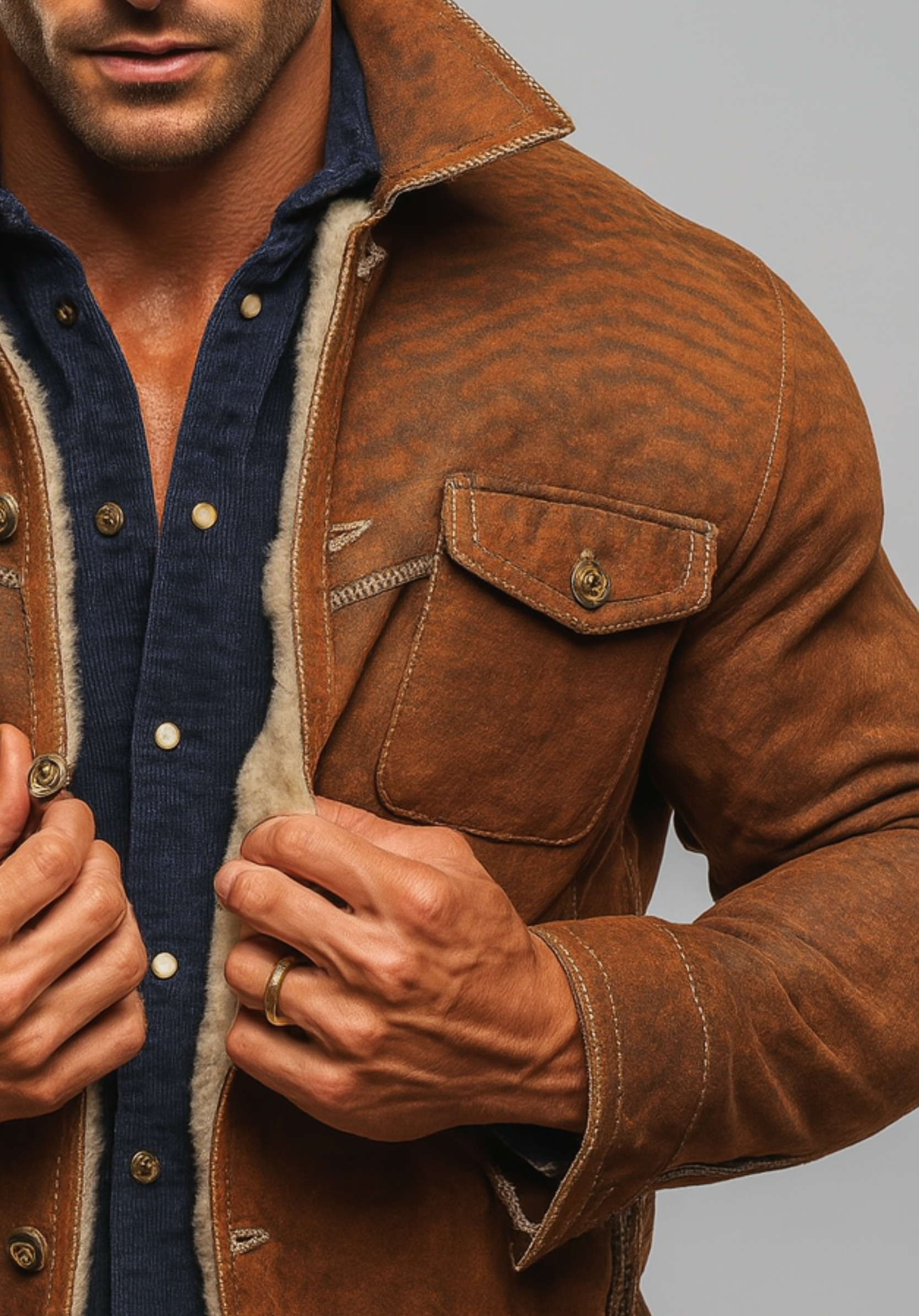 RustRidge Distressed Brown Suede Leather Jacket