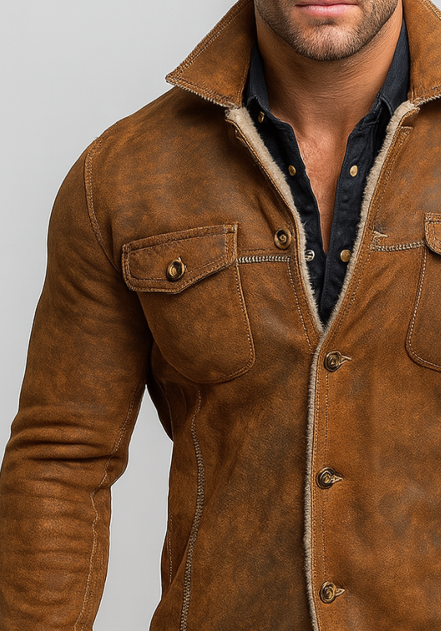 RustRidge Distressed Brown Suede Leather Jacket