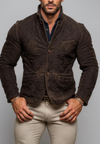 Baron Quilted Brown Suede Leather Jacket