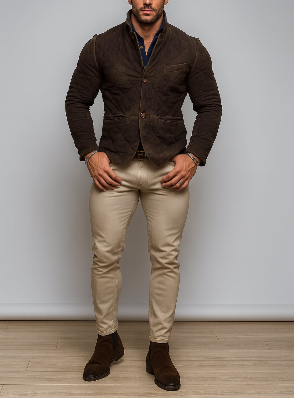 Baron Quilted Brown Suede Leather Jacket