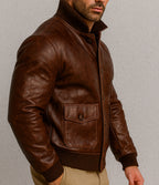 Copperline Distressed Brown Leather Bomber Jacket