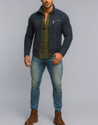 Midnight Voyager Navy Blue Leather Moto Jacket