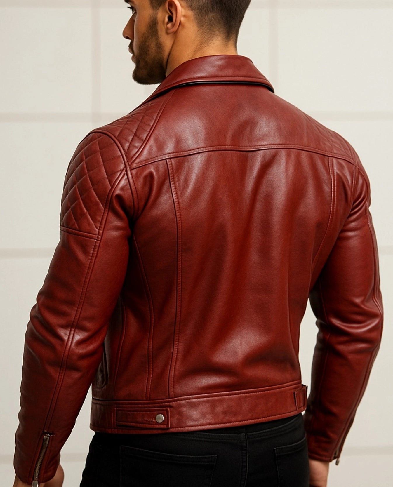 Redline Rebel Burgundy Leather Biker Jacket