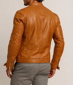 Vanguard Camel Leather Moto Jacket
