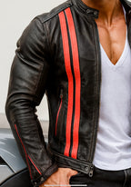 Nitro Pulse Black Leather Moto Leather Jacket