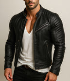 Obsidian Black Leather Biker Jacket