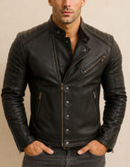 Obsidian Black Leather Biker Jacket