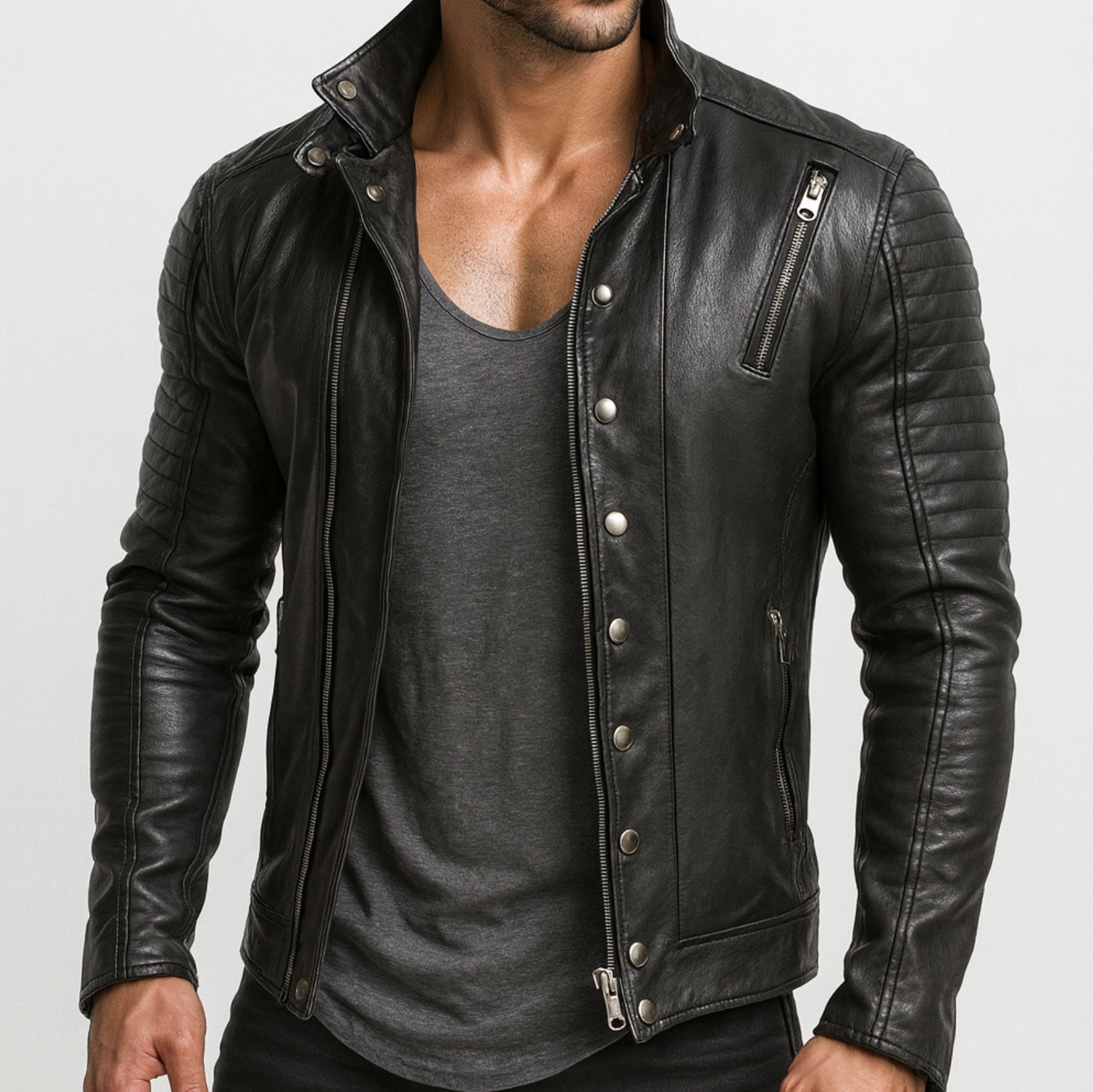Urban Valor Black Leather Biker Jacket