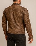 HAVOC RACER DISTRESSED BROWN LEATHER Cafe Racer JACKET