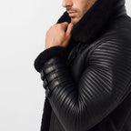 Shadow Sentinel Black Leather Aviator Jacket
