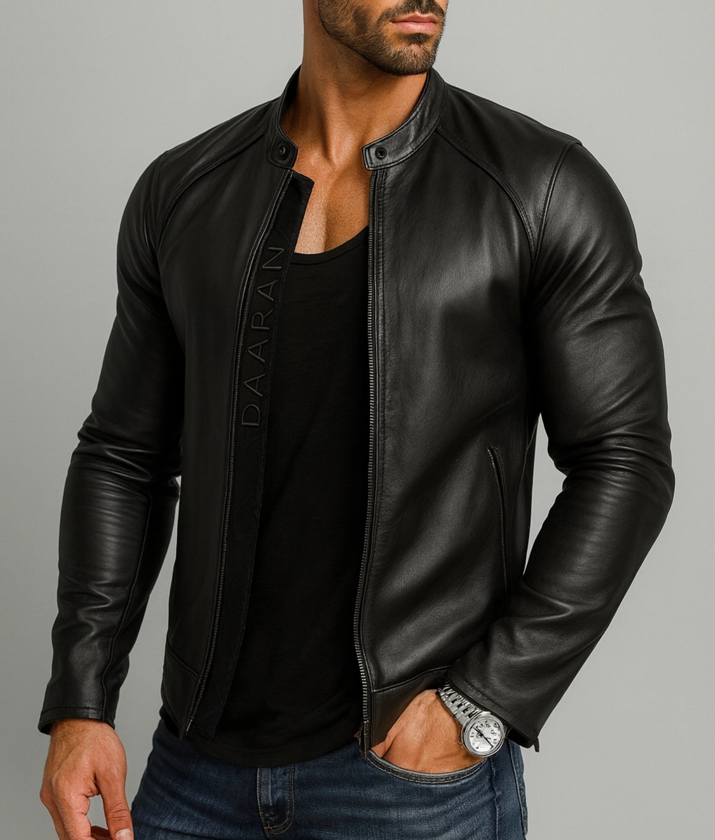 Shadowline Black Leather Moto Jacket