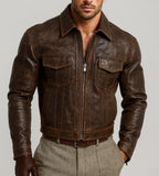 Ironwood Realm Distressed Brown Leather Jacket